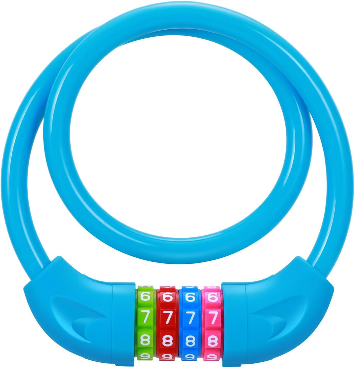 Sportneer Cable Lock - High Security 4-Digit Resettable Bike Lock | 25.6-Inch Colorful Keyless Lock for Kids - Blue