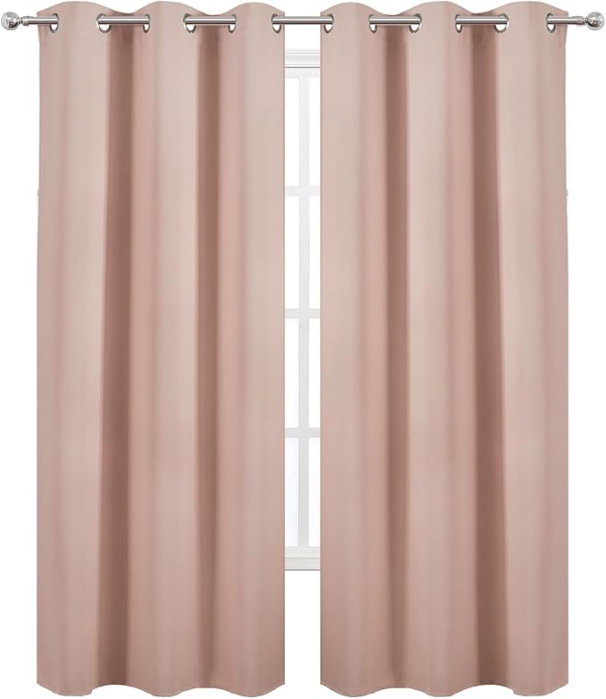 LEMOMO Blush Thermal Blackout Curtains/42 x 84 Inch/Set of 2 Panels Room