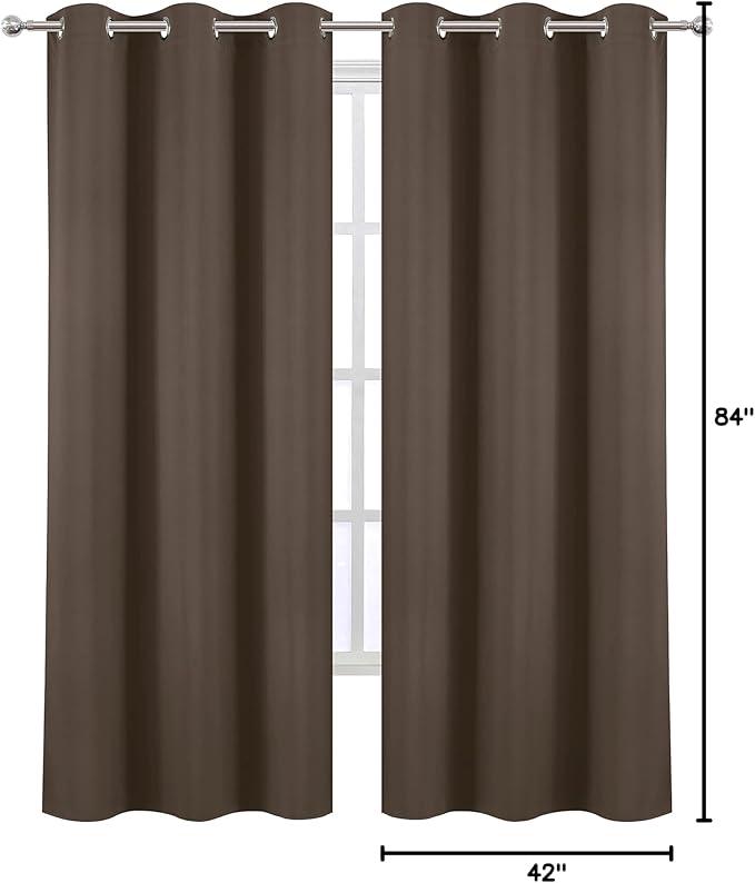 LEMOMO Chocolate Thermal Blackout Curtains/42 x 84 Inch/Set of 2 Panels Room