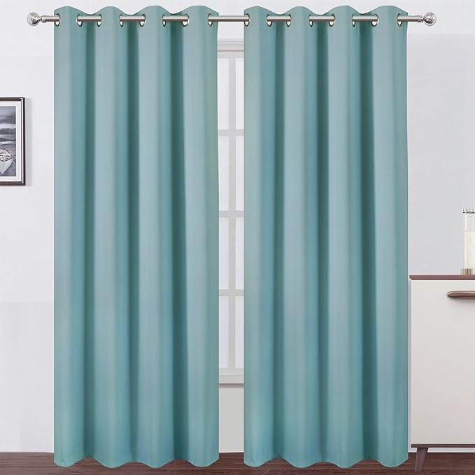 LEMOMO Blackout Curtains 66 x 84 inch/Stone Blue Curtains Set of 2