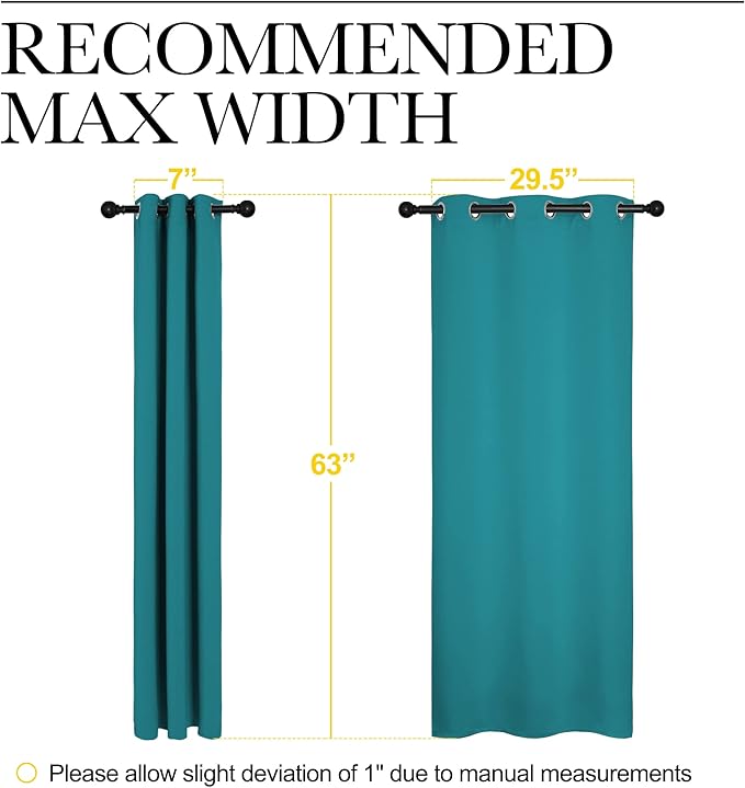 NICETOWN Room Darkening Curtains 63 inch Length 2 Panels, Thermal Insulated