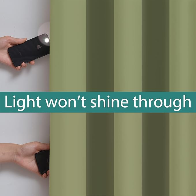 Yakamok Total Blackout Curtains, 2 Thick Layers Completely Blackout Thermal