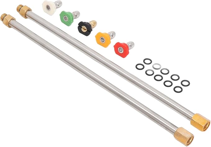 High Pressure Power Washer Extension Wand Set, Gutter Cleaning Tool with 5 Nozzle Tips, 4000PSI Pressure Washer Lance for Car, Driveway, Roof, Compatible with Most Pressure Washers