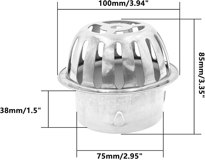 Roof Floor Drain,SAFYY 304 Stainless Steel Roof Drain Dome,Balcony Roof Dome Drain Cover,Yard Outdoor Anti Blocking Strainer,Gardens Gutter Cleaning Tool,Rain Bucket Drainage Parts (1, 83mm/3.3")
