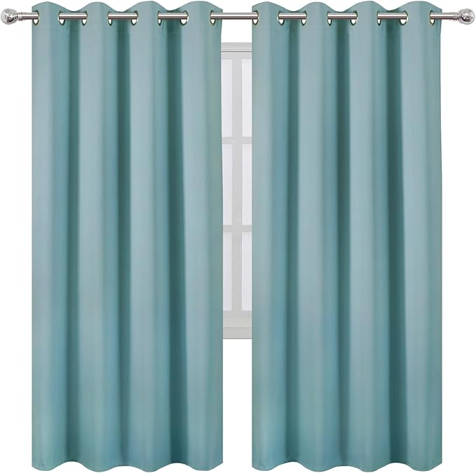 LEMOMO Stone Blue Thermal Blackout Curtains/52 x 72 Inch/Set of 2 Panels Room