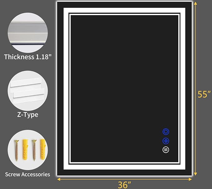 55"x36" LED Bathroom Mirror