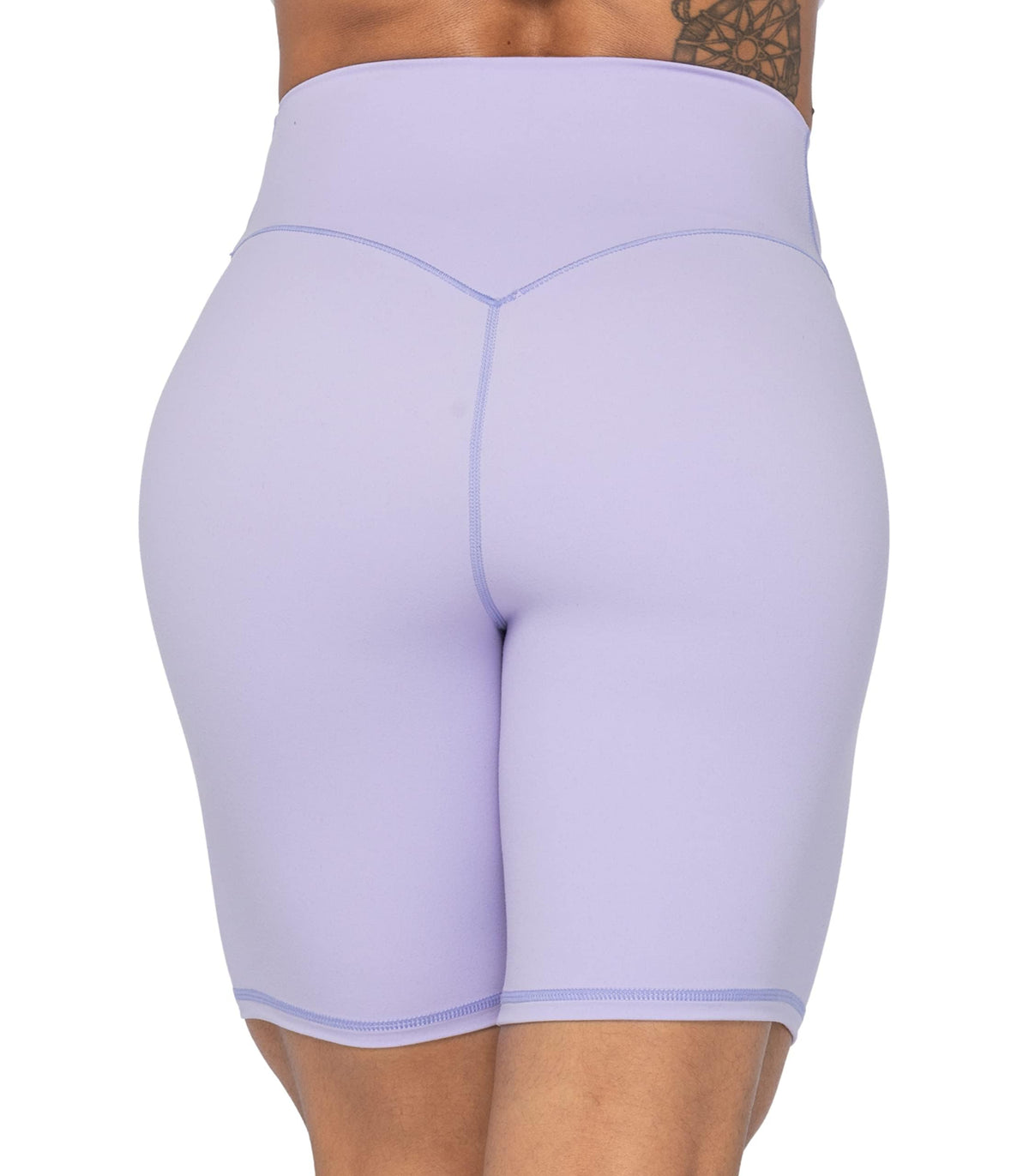 Sunzel No Front Seam High Waist Biker Shorts for Women, Squat Proof Yoga Workout Gym Bike Shorts 8" Lilac Medium