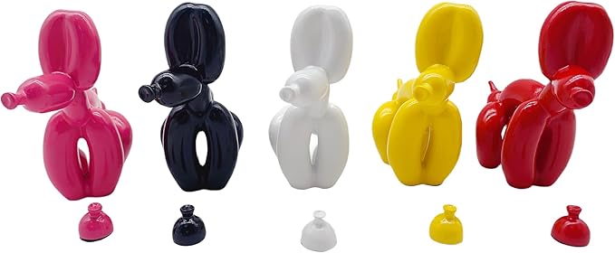 Balloon Dog Mini Poop Dog Decoration Desktop in Living Room Art Animal Small Statue, Bookshelf Decor (Black and White)