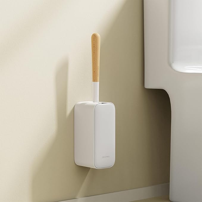 Toilet Cleaner Brush, Diveotree Toilet Brush and Holder for Dead Corner Cleaning, Wall Mounted Toilet Bowl Brush for Bathroom Decor, Toilet Scrubber Brush for Home/Hotel (White, Square-1pack)