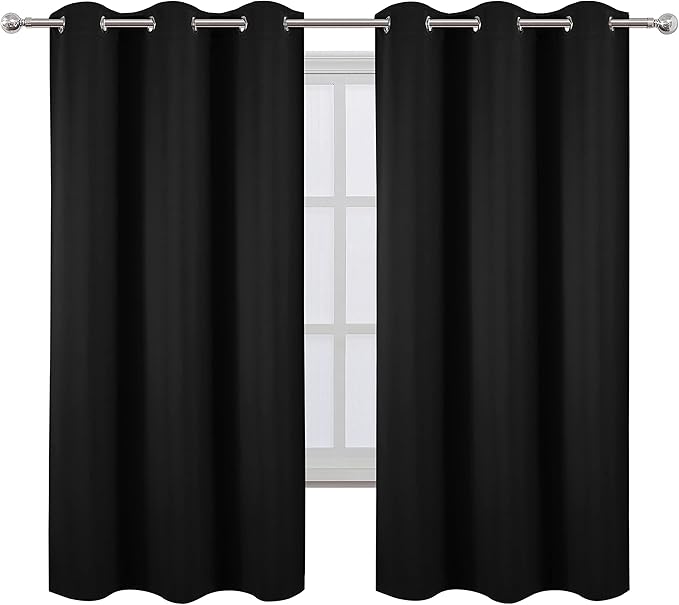LEMOMO Blackout Curtains 42 x 63 inch/Black Curtains Set of 2 Panels/Thermal
