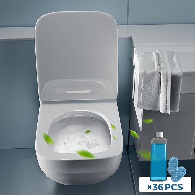 Toilet Foam Shield Tablets, Anti-Splash & Deodorizing Bathroom Freshener, Stain-Resistant Protective Foam Layer for Smart and Regular Toilets, 36 Tablets per Box