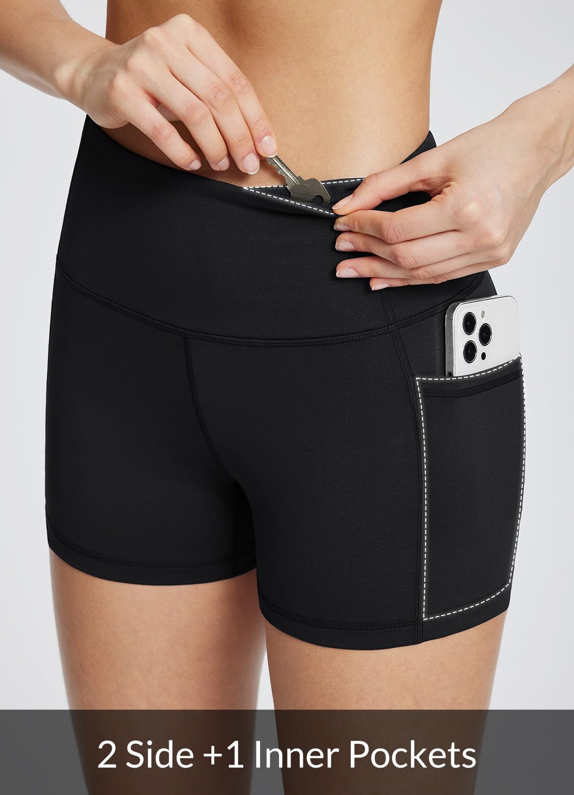 baleaf Biker Shorts Women Yoga Gym Workout Spandex Running Volleyball Tummy Control Compression with Pockets 5" Heather Purple L