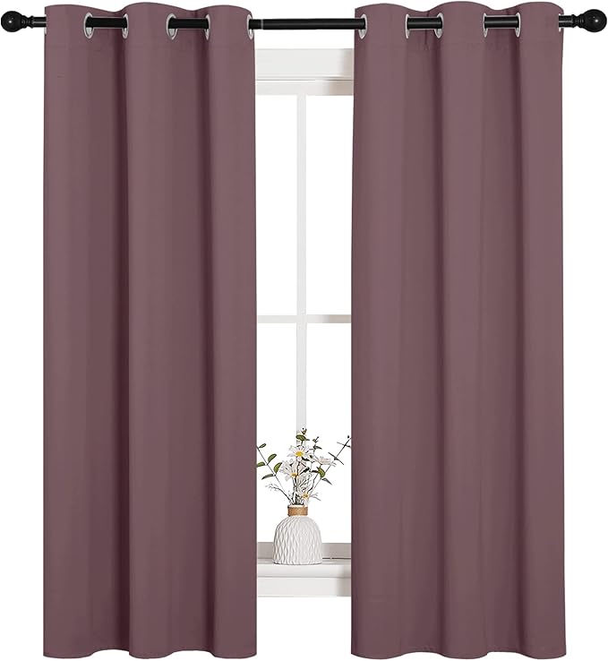 NICETOWN Bedroom Curtain Panels Blackout Draperies, 1 Pair, 34 by 63 inches