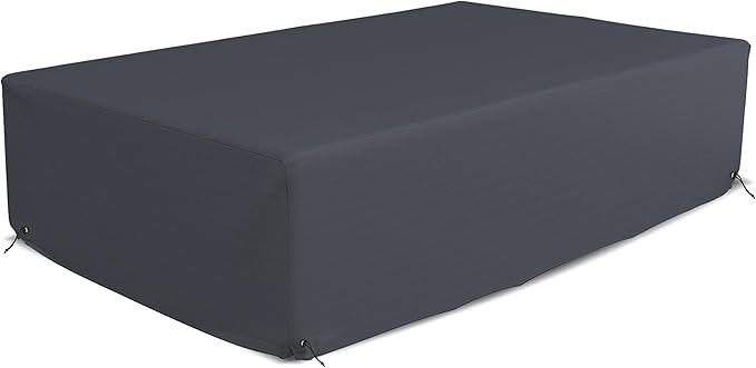 Covers & All Patio Sectional Sofa Set Cover 160 GSM PVC Emboss Fabric Outdoor Furniture Table and Chair Set Cover with Drawstring for Snug Fit (94" W x 94" D x 28" H, Grey)