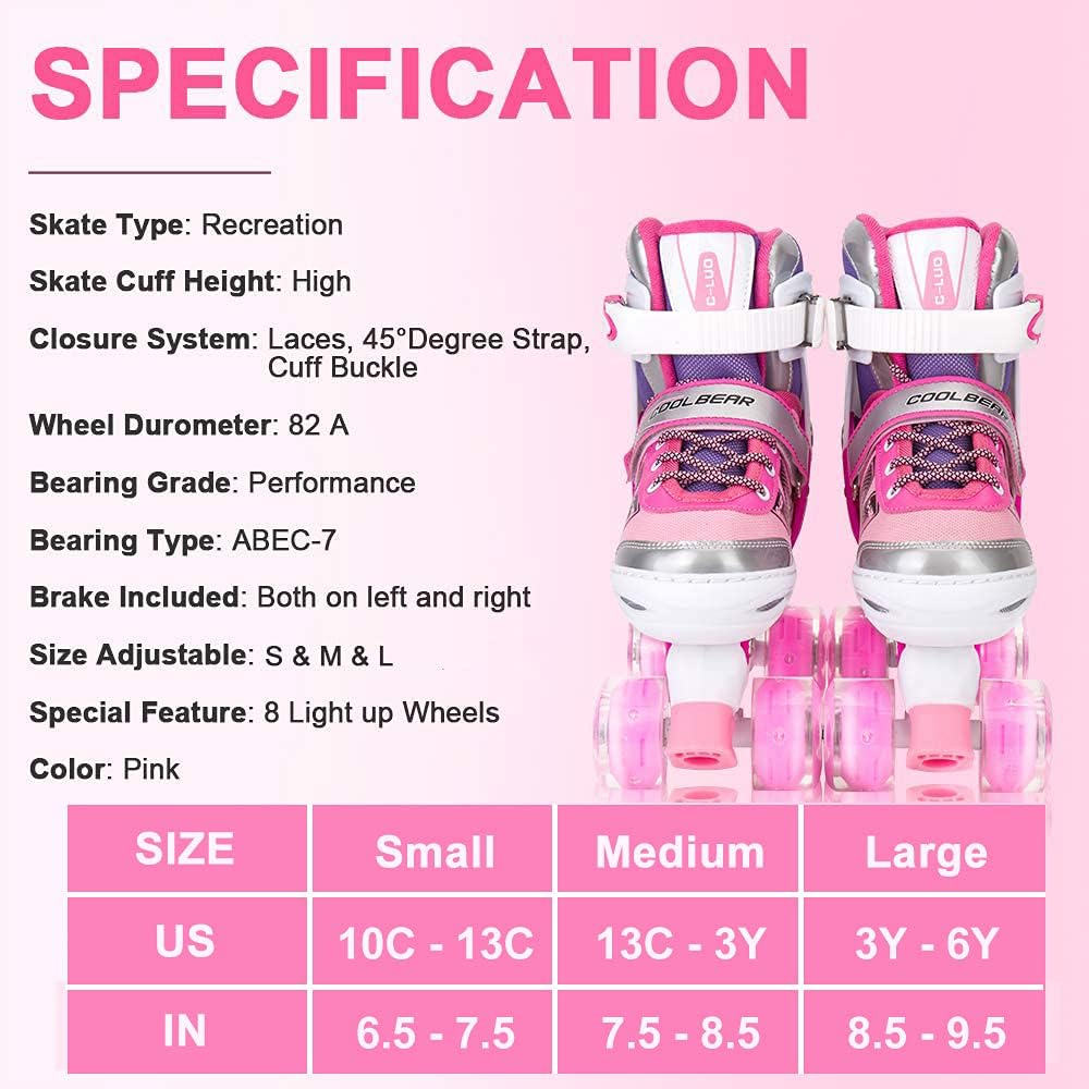 Sowume Adjustable Roller Skates - Illuminating Wheels for Girls & Women | Safe & Fun Design