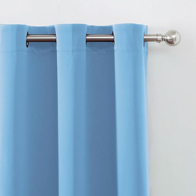 LEMOMO Blackout Curtains 66 x 54 Inch Long Sky Blue Curtains Set of 2 Panels