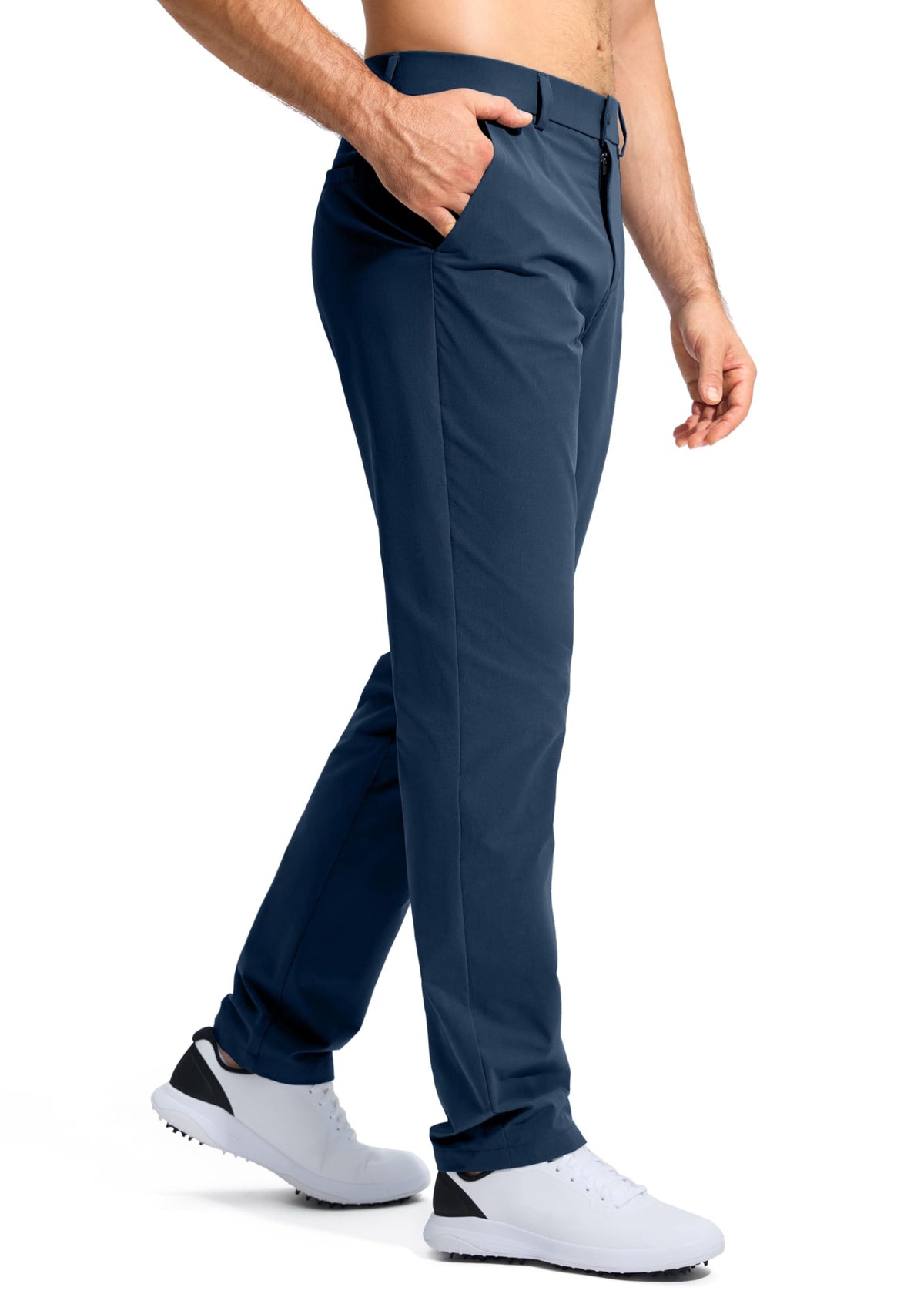 Pudolla Men's Golf Pants Work Dress Comfy Pants Casual Slacks Trousers with Pockets(Navy 42Wx32L)