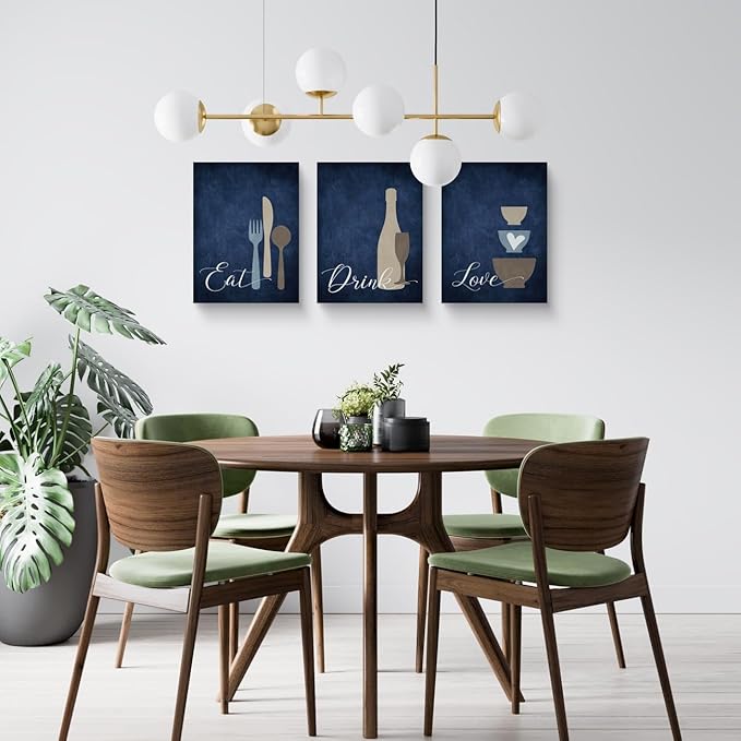 GUBIYU Farmhouse Kitchen Wall Decor Eat Sign Eat Drink Love Wall Art Set of 3