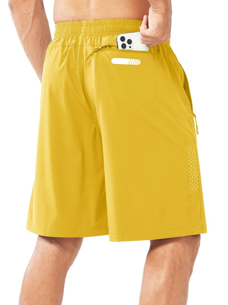 NORTHYARD Men's Athletic Running Shorts Gym Workout 7"/9"/5" Quick Dry Lightweight Sports Basketball Tennis 3 Zipper Pockets YELLOW-9inch XL