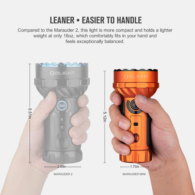 OLIGHT Marauder Mini 7,000 Lumens Bright Flashlight with 600 Meters Beam Distance, Powerful RGB Lights, Magnetic Rechargeable for Outdoors Work, Hunting, and Searching (Orange)