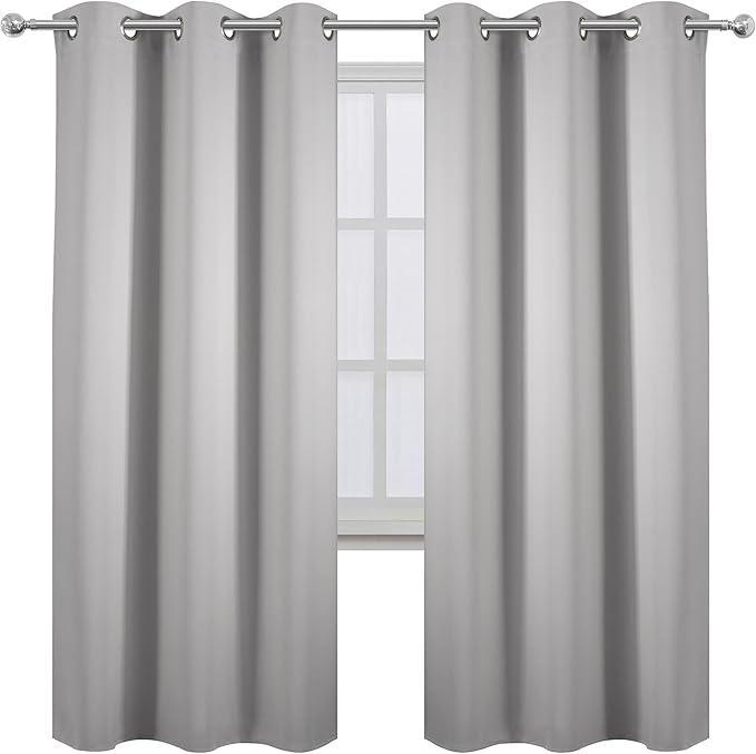 LEMOMO Light Grey Thermal Blackout Curtains/42 x 72 Inch/Set of 2 Panels Room