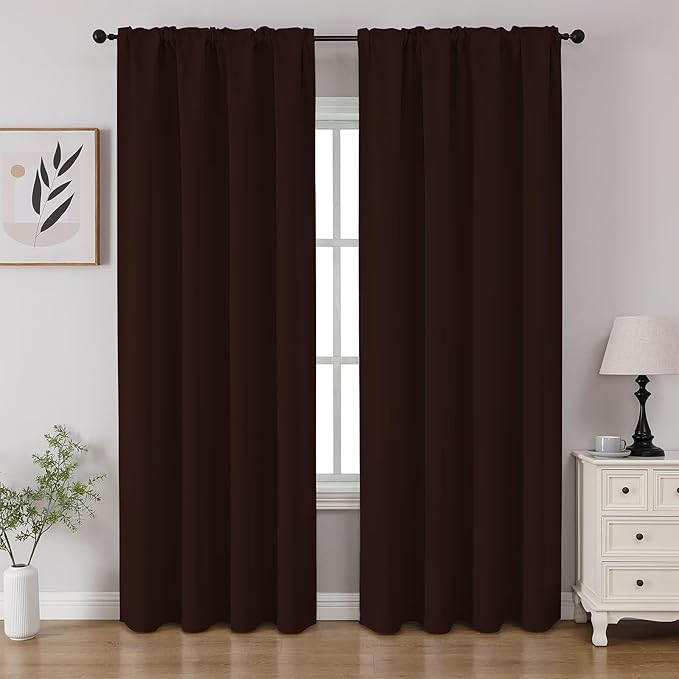 CUCRAF Blackout Curtains 90 inch Length 2 Panels Set, Rod Pocket Room Darkening