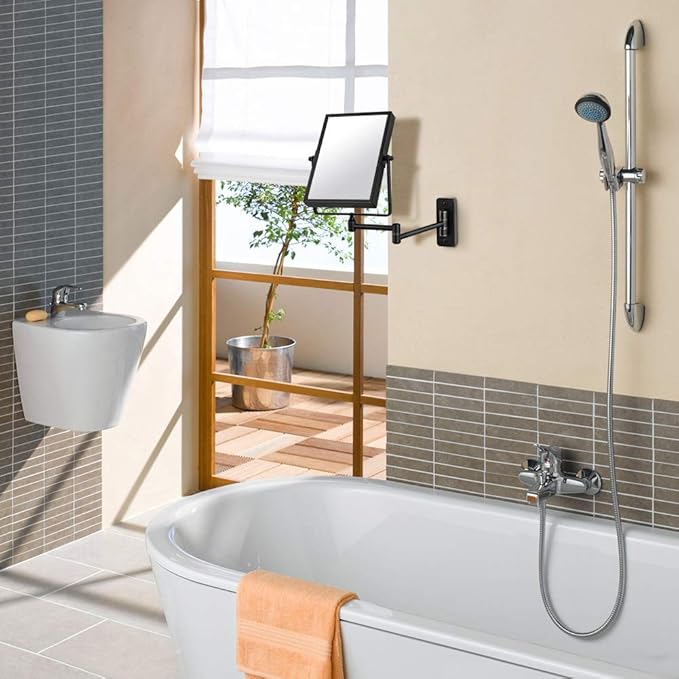 QiMH 3X Magnified Wall Mounted Mirror, Rectangular 8x6 Inch