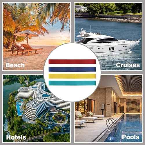 4 Pack Towel Bands, Flexible and Strong Beach Towel Holder, Lightweight and Easy to Store for Vacation and Travel, Towel Bands for Beach Chairs and Cruise Chairs
