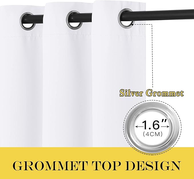 NICETOWN White Room Darkening Curtain 95 inches Long