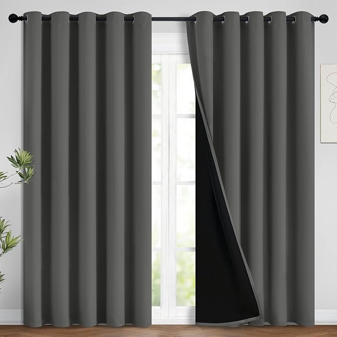 Yakamok Total Blackout Curtains, 2 Thick Layers Completely Blackout Soild