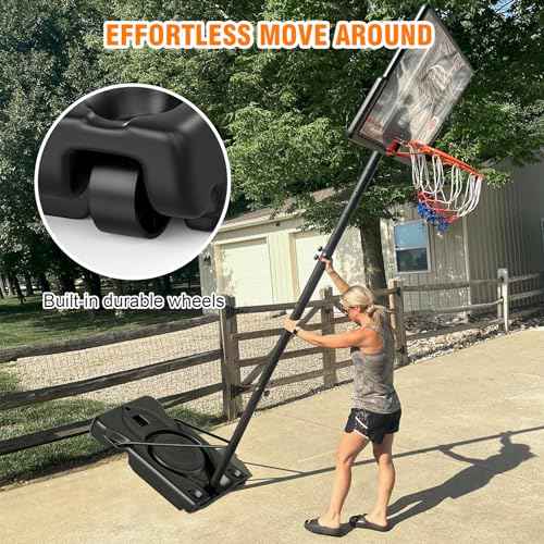 Basketball Hoop Outdoor 10ft Adjustable, Portable Basketball Hoop Goal System for Kids Youth and Adults in Backyard/Driveway/Indoor, 44 Inch Shatterproof Backboard and Larger Base