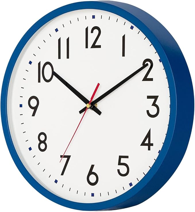 HZDHCLH Wall Clock Blue, Silent Wall Clocks Battery Operated 12 Inch Modern Non