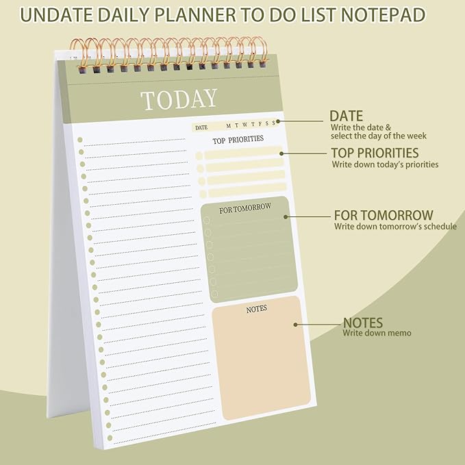 2 Packs To Do List Notepad, Total 208 Pages To Do List Notebook A5 Undated Daily Planner Notepad with Task Checklist Home Office School Supplies