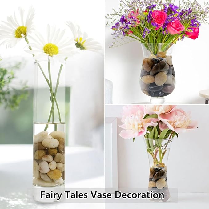 YISZM 2lbs Pebbles for Indoor Plants, 1-2 Inch Mixed Color High Polished River Rocks Outdoor Decorative Stones Vase Filler Fish Tank Aquariums Landscaping Garden Outdoor and Indoor DIY