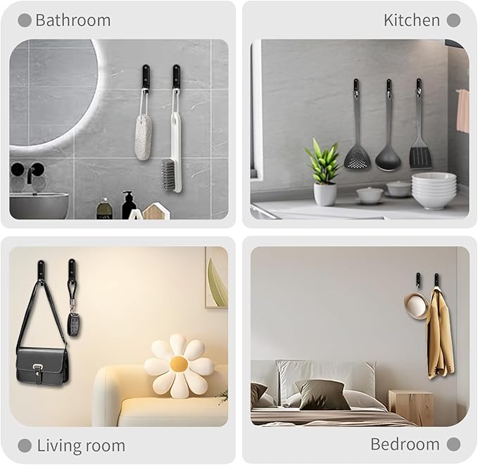 2PCS Foldable Wall Hooks, Flip Down Design