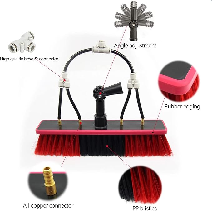 Telescopic Cleaning Brush, Multi-Purpose Water Spray Brush, Solar Panel Cleaning Equipment, Telescopic Hydrocleaner, 3.6m-10.8m, Roof Cleaning Tools Window Cleaner Kit,36ft/10.8m-55cmBrushhead