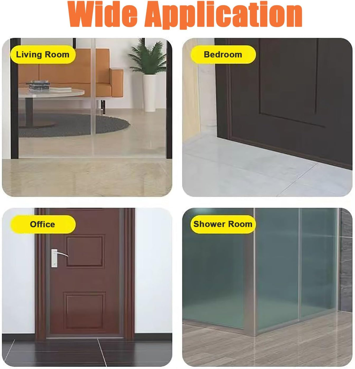 No Residue 32.8FT Door Weather Stripping Door Seal Strip, Silicone Sealing Sticker Sealing Tape for Door Draft Stopper Self Adhesive for Doors, Windows,(Transparent,45MM)