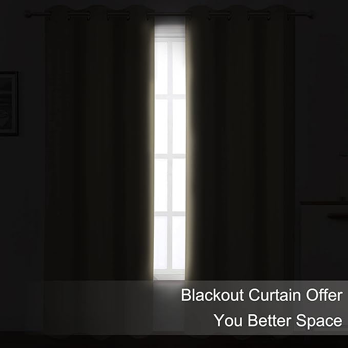 LEMOMO Blackout Curtains 66 x 95 inch/Beige Curtains Set of 2 Panels/Thermal