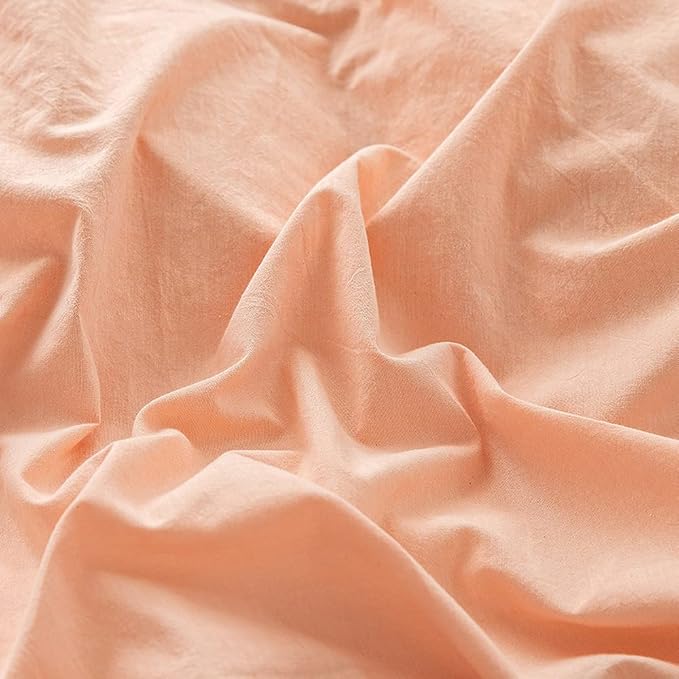 FACE TWO FACE Bedding Duvet Cover Set 3 Pieces 100% Washed Cotton Duvet Cover Linen Like Textured Breathable Durable Soft Comfy (King, Pink)