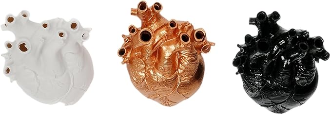 Heart Shaped Resin Vase - Anatomical Human Heart Flower Pot Planter, Nordic Modern Desktop Decor for Farmhouse Living Room, Bedroom, Valentine's Day Gift Home Decoration