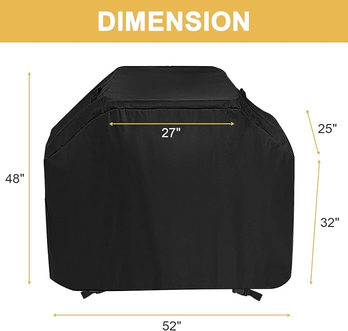 Waterproof Griddle Cover, Dustproof BBQ Grill Cover Compatible with Royal Goumet CD1824AX 24 inch Charcoal Grill,Barbecue Grill Covers for Smoker Grill,52" x 25" x 48"
