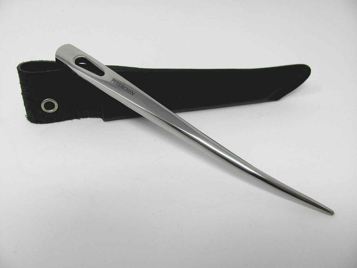 Myerchin Professional Stainless Steel Marlin Spike with Leather Sheath & Lanyard