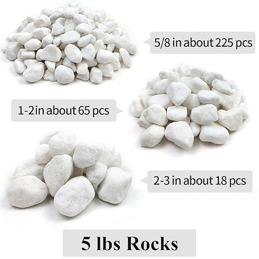 YISZM 20lb White River Rocks for Landscaping, 5/8 Inch Natural Pebbles for Indoor Plants, Snow White Decorative Stones, Ideal for Fish Tank, Vases, Crafting, Home Decor and Garden Rocks