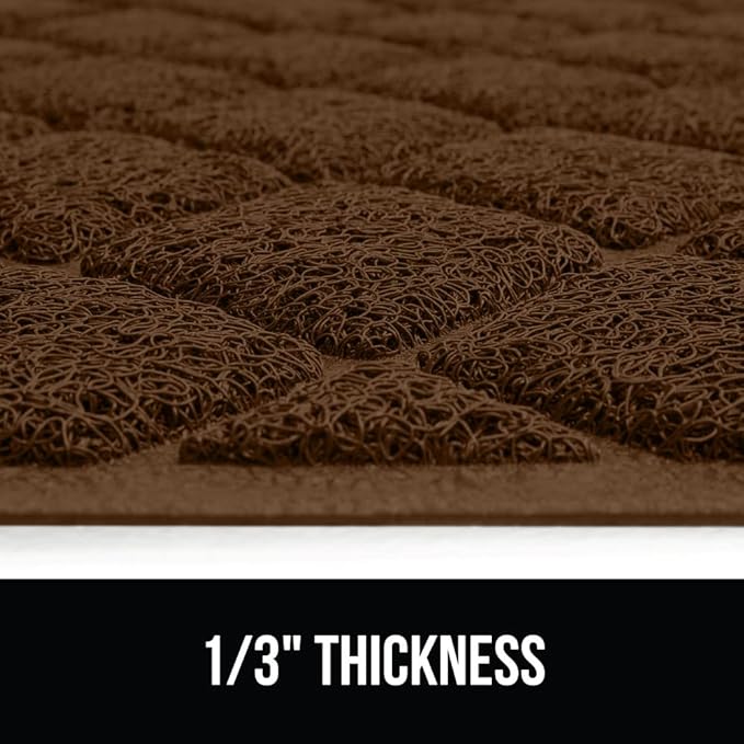 GORILLA GRIP Cat Litter Box Mat, 35x23, Water Resistant, US Designed Kitty Litter Trapping Mats, Easy to Clean, Scatter Control, Less Mess and Clean Floors, Kitten Supplies for Indoor Cats, Brown