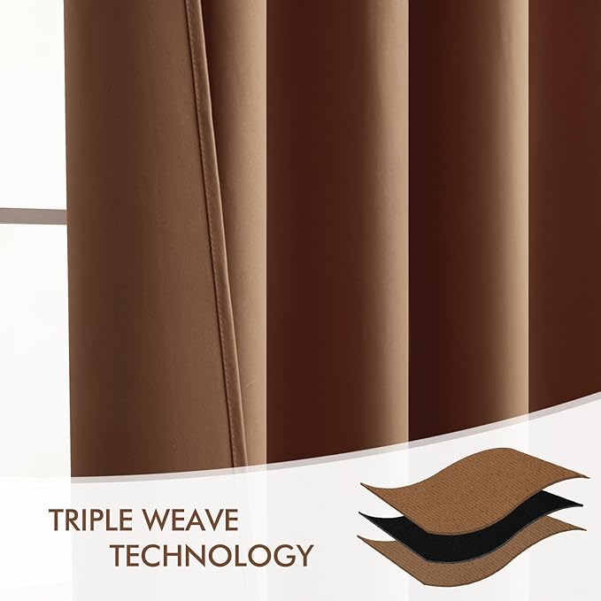 MIULEE Back Tab Blackout Curtains 102 Inch Long 2 Panels Set