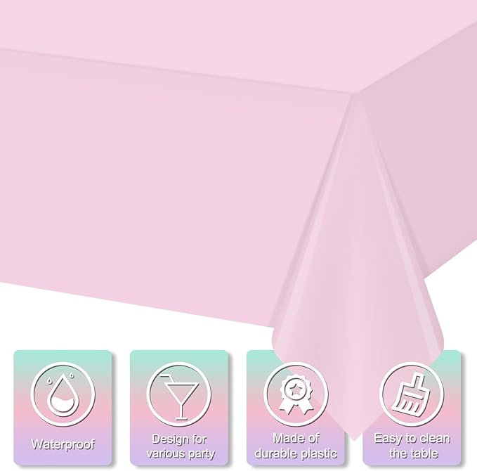 MASHAN 12Pack Gender Reveal Tablecloths, Disposable Plastic Pink and Blue Tablecloth, Rectangle Table Covers for Boy or Girl Baby Shower Party Decorations,54×108 Inch