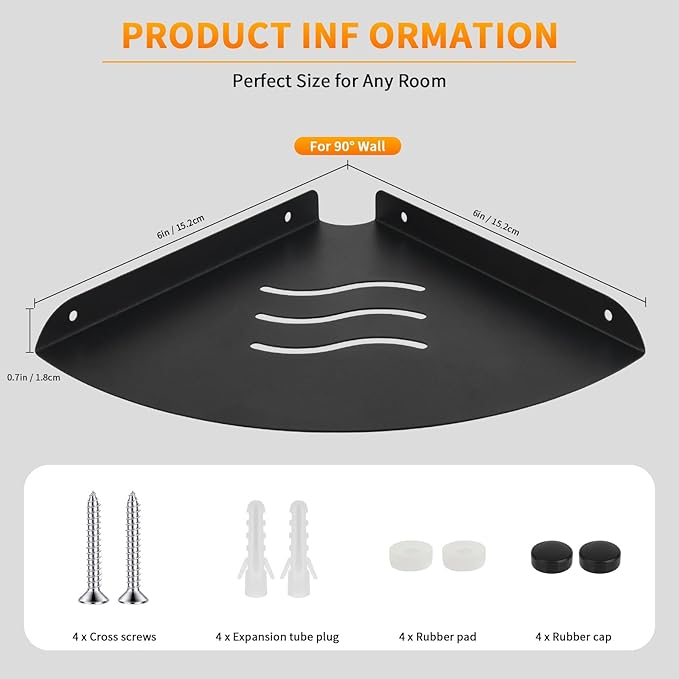 Small Corner Shelf, Floating Metal Corner Shelves, Corner withs Wire Hole