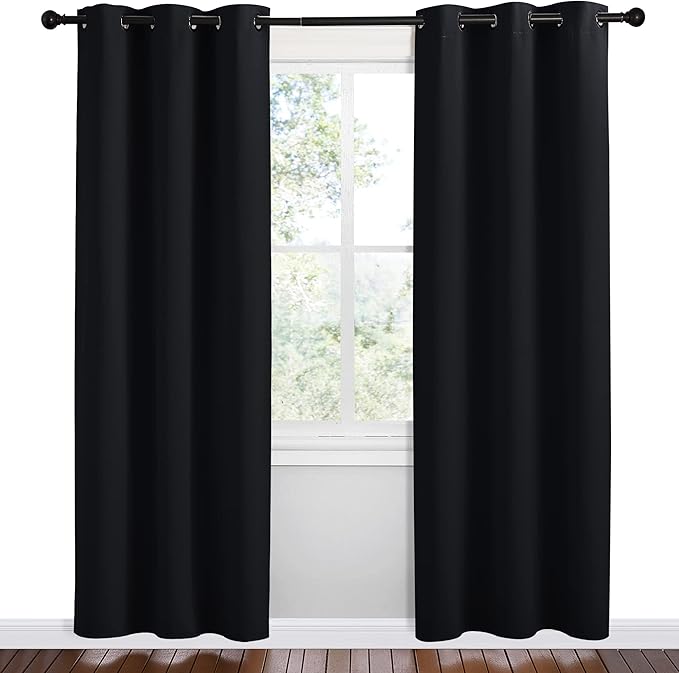 NICETOWN Bathroom Blackout Thermal Curtains and Drapes, 2 Panels, 42 inches