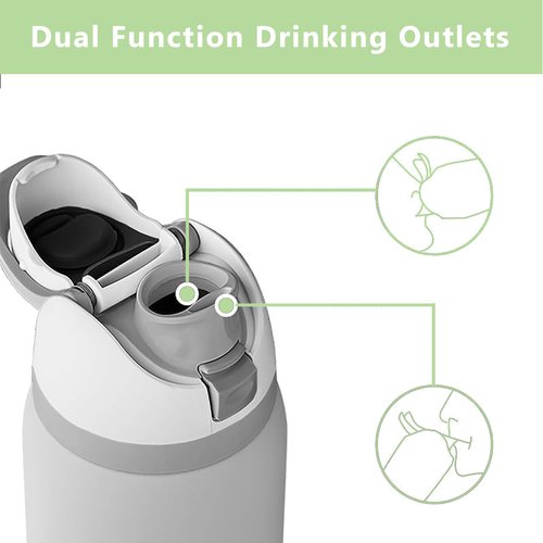 Replacement Lid for Owala FreeSip – Leak-Proof, One-Button Water Bottle Cap for 16oz, 24oz, 32oz, 40oz Bottles – Easy-to-Use, BPA-Free, Durable Replacement Accessory (White)