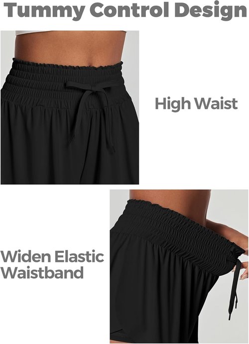 IUGA High Waisted Athletic Shorts - Flowy Butterfly Design with Pockets for Women | Perfect for Running & Tennis